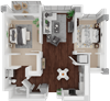 Valencia Alt 2 Bed 1 Bath floorplan